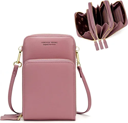 Vista 23 de Myfriday - Bolso pequeño de piel para mujer con correa de guitarra, bolso cruzado mini y bolso de hombro con 2 ranuras para tarjetas A-Negro