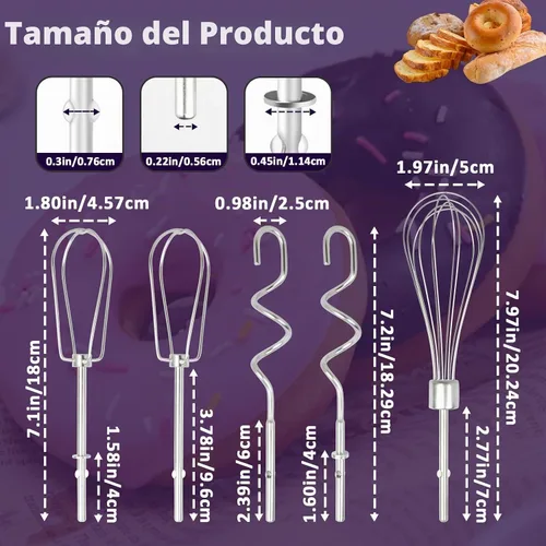 Vista 3 de 5 accesorios para batidora de mano, batidores profesionales de repuesto para batidoras de mano, ganchos de batidor y masa, batidores de repuesto