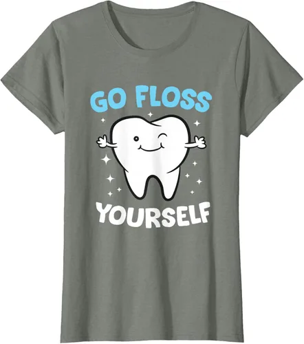 Vista 18 de Camiseta higienista dental, asistente dental, Go Floss Yourself dentista, Negro, S