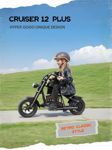 Vista 7 de HYPER GOGO Cruiser 12 Plus - Motocicleta para niños (negro)