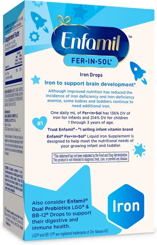 Vista 9 de Enfamil Fer-in-Sol - Suplemento de hierro en gotas para bebés, botella con dosificador de 1.7 fl oz (paquete de 2)