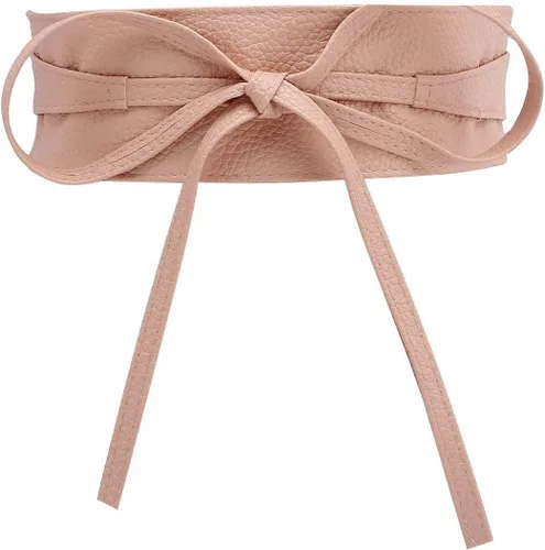 Vista 2 de Ayliss Cinturón Obi de piel sintética suave para mujer, cinturón de cincha, cinturón de moda con lazo para vestido, mono