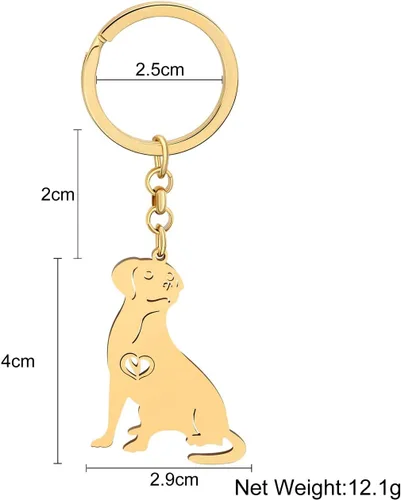 Vista 5 de Stainless Steel Pug Dog Keychain Chihuahua Labrador Corgi Puppy Key Ring Charms Pets Gifts for Women Girls Dog Lovers