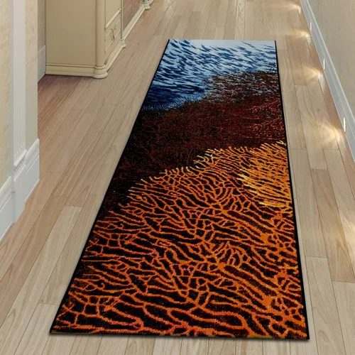 Vista 50 de Liora Manne Marina - Alfombra de área duradera de mezcla sintética tejida a máquina para interiores/exteriores - Gráfico contemporáneo océano global