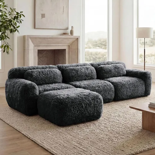 Vista 147 de Sofás seccional modular de 80" sin huesos modernos para sala de estar, juego de sofás comprimidos de 2 plazas con asiento profundo, sin necesidad
