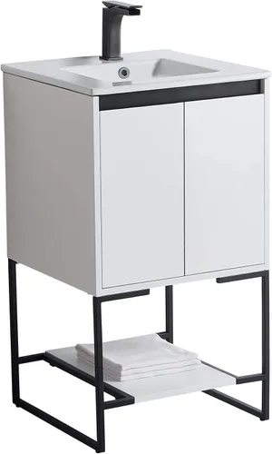 Vista 20 de Mueble de baño URBANIA VANITY con 2 puertas, estante y lavabo