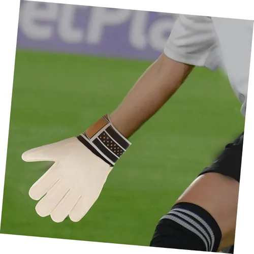 Vista 8 de Guantes de portero de fútbol con protección de látex para dedos de palma y malla transpirable para entrenamiento y partidos guantes de fútbol negros