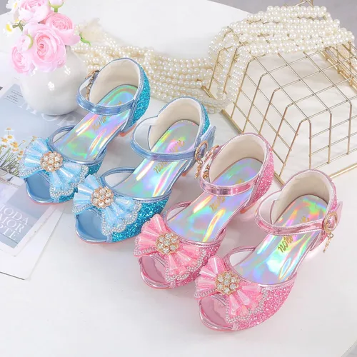 Vista 6 de Zapatos para niñas Sparkle Mary Jane Zapatos de tacón bajo Princesa Flor Boda Fiesta Zapatos de vestir