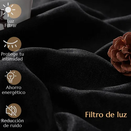 Vista 7 de jinchan Cortinas opacas con textura de lino negro para dormitorio, sala de estar, 2 paneles de 84 pulgadas de largo, con aislamiento térmico