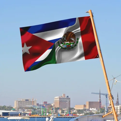 Vista 4 de Banderas de bandera mexicana de Cuba y Michoacán para exteriores de 3 x 5 pies, tres capas de tela para coser a doble cara, impresión de 3 x 5 pies