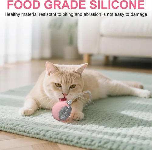 Vista 7 de Pelota interactiva para gatos, bolas rodantes inteligentes activas, juguetes automáticos para gatitos, con cola de malla elástica, recargable, bola