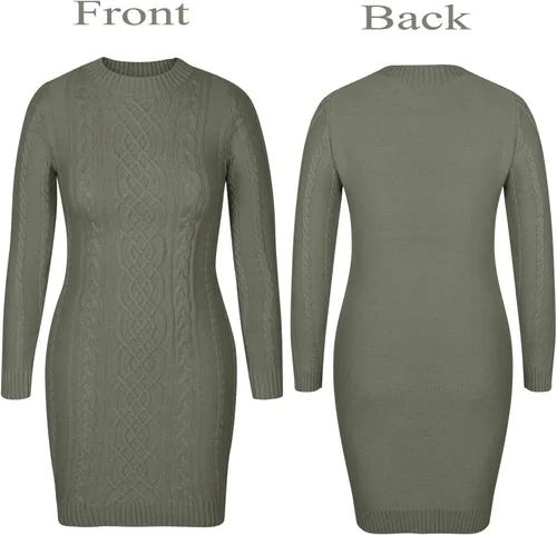 Vista 3 de LaSuiveur - Vestido de punto trenzado, de manga larga, corte entallado, suéter para mujer.