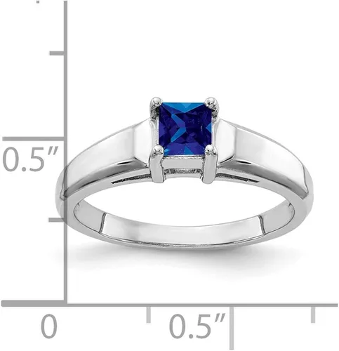 Vista 3 de Anillo de compromiso de oro blanco macizo de 14 quilates de 0.157in con piedras preciosas de septiembre de zafiro azul