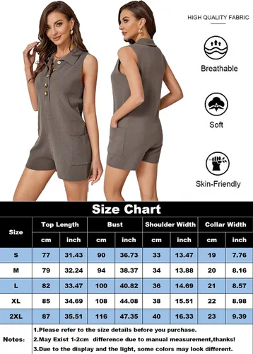 Vista 6 de Overol de manga larga con cuello en V y botones para mujer, suéter de punto para otoño e invierno, trajes de una pieza con bolsillos