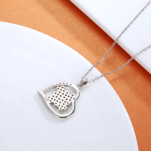 Vista 4 de Collar de concientización sobre el autismo de plata de ley 925 con texto en inglés "I Love Someone with Autism Necklace Jewelry Gifts for Autism Mom
