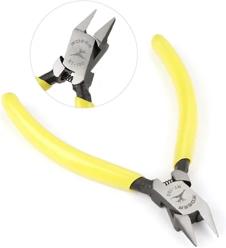 Vista 9 de Alicates de corte lateral diagonal de 4 pulgadas y 3.937 in, tijeras de corte de alambre de cable, pinzas de precisión para electrónica, fabricación