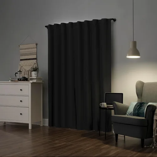 Vista 2 de Sun Zero Cyrus - Juego de 2 cortinas térmicas con pestañas, opacas 100%, 2 unidades Gris carbón