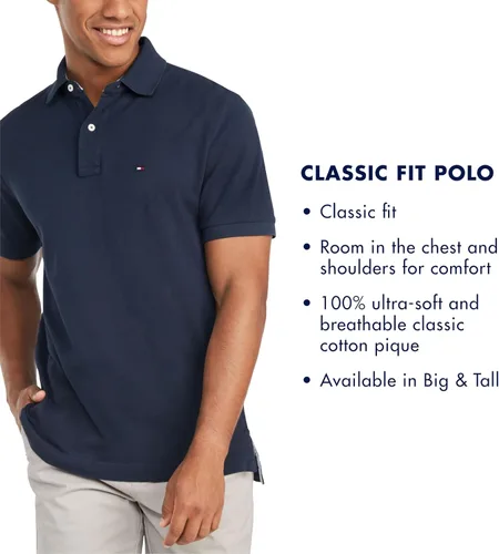 Vista 5 de Tommy Hilfiger - Camisa polo de manga corta para hombre, en ajuste clásico, de algodón piqué