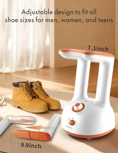 Vista 2 de Euphonious Secador de botas, secadora de zapatos con 6 ajustes de temporizador, para botas de trabajo y botas de invierno, blanconaranja