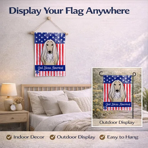Vista 7 de Caroline's Treasures BB2174GF Bandera de Estados Unidos y Sabueso Afgano Bandera de Jardín Bandera de Buzón Bandera Decorativa para Patio Exterior