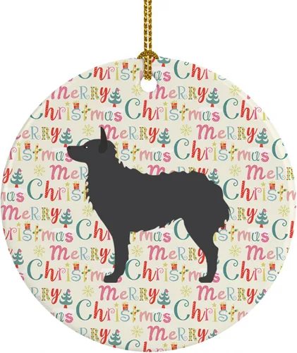 Vista 98 de Caroline's Treasures Affenpinscher - Adorno de cerámica con texto en inglés "Merry Christmas", multicolor para colgar en el árbol de Navidad
