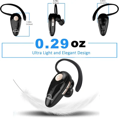 Vista 9 de Kendir Auricular Bluetooth, V5.0 Ultraligero Inalámbrico Auricular Teléfono Celular con Micrófono Auricular Control de Volumen, Auriculares Manos