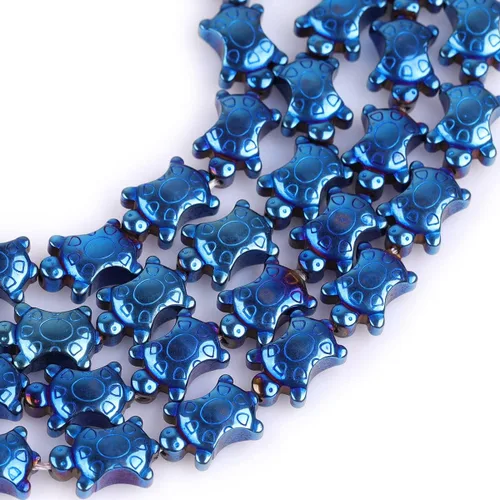 Vista 5 de Cuentas de hematita para hacer joyas, piedras preciosas semipreciosas de 0.394 x 0.551 in, color azul con revestimiento metálico, 15 pulgadas JOE