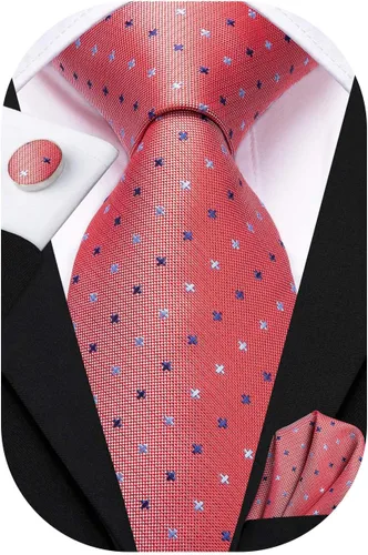 Vista 155 de Hi-Tie Corbata clásica de cachemira para hombre con pañuelo y gemelos a cuadros