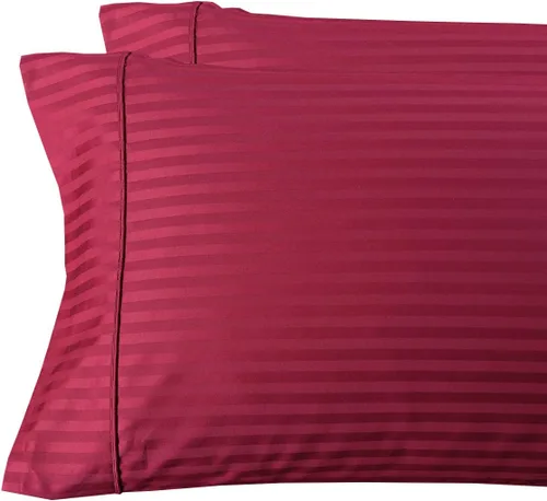 Vista 18 de sheetsnthings Juego de 2 fundas de almohada estándar de 300 hilos beige a rayas, tamaño Queen