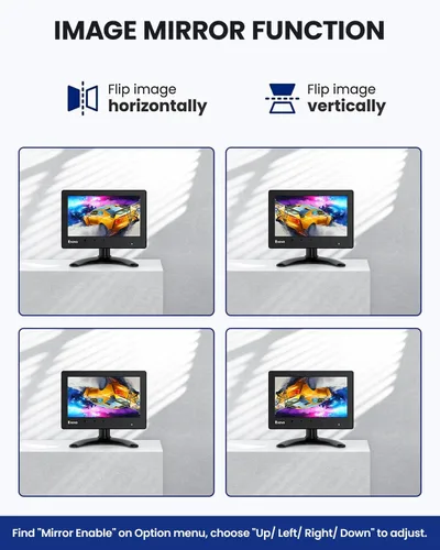 Vista 4 de Eyoyo Monitor Mini 7 Pulgadas Pequeno Monitor HDMI 1024x600 Pantalla LCD HDMI AV VGA BNC USB Entrada para NVR Cámara de Seguridad CCTV Cámara