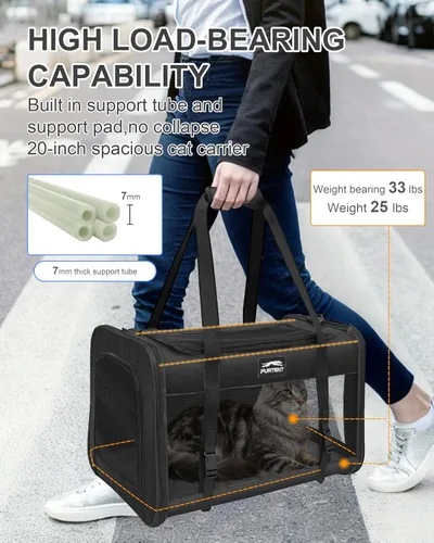 Vista 2 de Transportador de gatos para perros pequeños, medianos y grandes, transportador de gatos de lados suaves, transportador de viaje para mascotas, bolsa