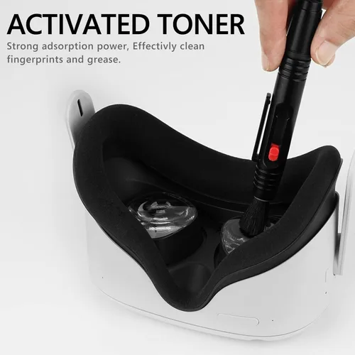 Vista 2 de Geekria 2 Pack Clean VR Lens Cleaning Pen Compatible with MetaOculus Quest 2QuestRift SPico Neo 3 and More Remove Fingerprints Dust Grease Reduce