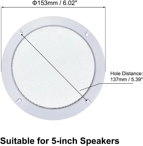 Vista 2 de uxcell 2 unids 5 "agujero de montaje diagonal distancia altavoz parrilla malla círculo decorativo Woofer protector cubierta blanca Decorative