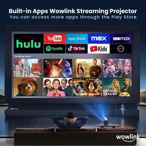 Vista 3 de Proyector [Enfoque automático y aplicaciones nativas y integradas de 1080P] Proyector 4K compatible con corrección automática WiFi 6 Bluetooth 5.4