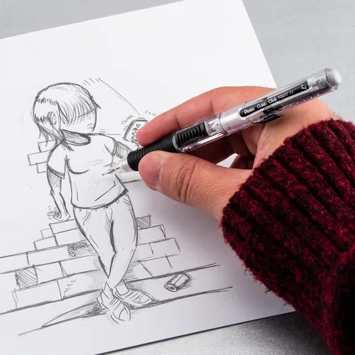 Vista 86 de Pentel QUICK CLICK - Portaminas mecánico (0.7mm), cuerpo verde, caja de 12 lápices (PD217D)