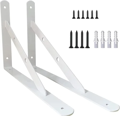 Vista 8 de Kersally Soportes de estante de 6 pulgadas, paquete de 2 soportes en L resistentes para estantes, soportes metálicos triangulares de 90 grados
