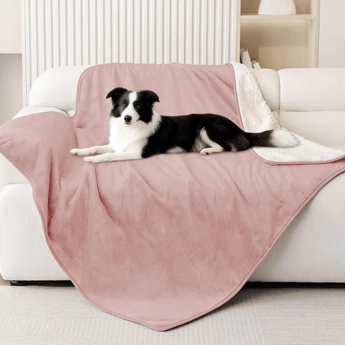 Vista 14 de Smiry Manta de cama impermeable para perro, manta a prueba de fugas para cama y sofá, reversible, de forro polar sherpa, funda protectora de muebles