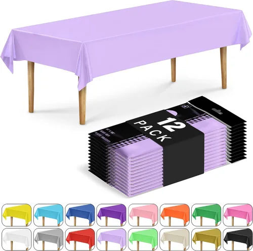 Vista 69 de DecorRack 2 Manteles rectangulares de plástico libres de BPA, 54 x 108 pulgadas, mantel de mesa para comedor, mantel rectangular para fiestas