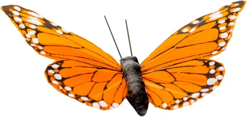 Vista 6 de YCHTEWY - Decoración de mariposa monarca, juego de 12 decoraciones de mariposa de plumas con clip, 3.75", naranja..