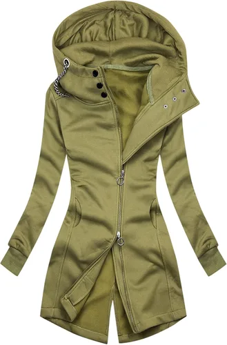 Vista 4 de SNKSDGM Sudadera con capucha y cremallera para mujer, de manga larga, cordón causal, sudaderas de gran tamaño con bolsillos, Blanco