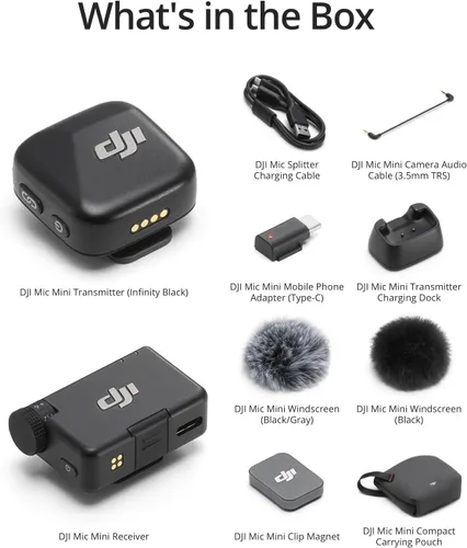 Vista 6 de DJI Mic Mini (1 TX + 1 RX), micrófono inalámbrico Lavalier para iPhone/cámara/Android, ultraligero, audio rico en detalles, cancelación de ruido