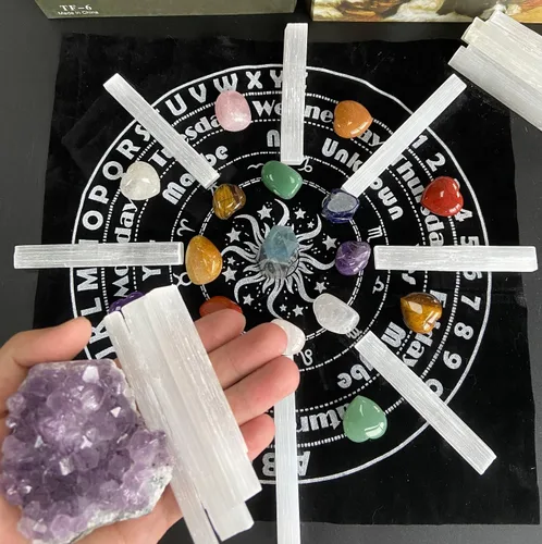 Vista 4 de XIANNVXI Palitos de selenita de 4 pulgadas, 12 varitas grandes de cristal de selenita blanco crudo, cristales crudos a granel para curación