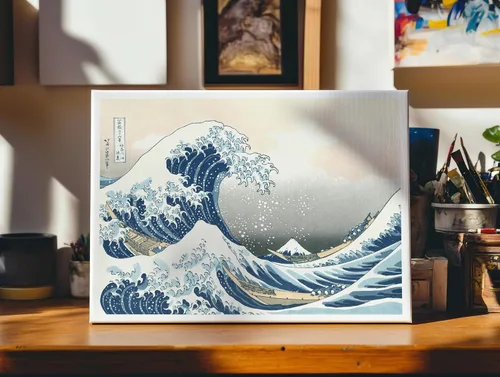 Vista 6 de Poster Master Lienzo The Great Wave – Impresión náutica retro – Arte japonés – Regalo para artista, amigo – Arte ilustrado – Decoración