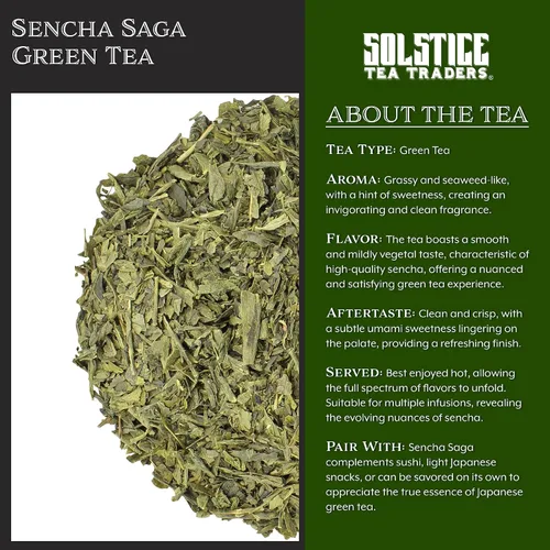 Vista 3 de Hojas sueltas té verde a granel Solstice Tea Traders, varios sabores en bolsa