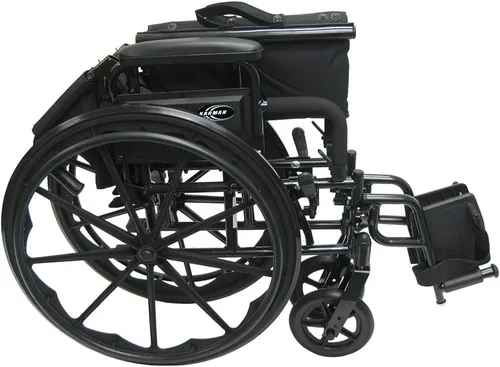 Vista 4 de Karman Healthcare 802-DY Silla de ruedas ultraligera de 30 libras con reposapiés extraíble en negro, asiento de 18 x 16 pulgadas