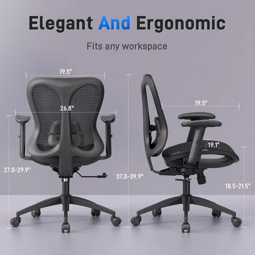 Vista 3 de amseatec Silla ergonómica de escritorio de oficina, cómoda silla de juegos para computadora, respaldo y asiento de malla transpirable, reposabrazos