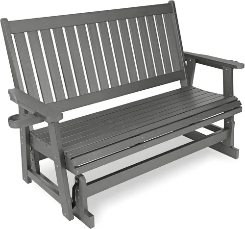 Vista 10 de HIPS Silla de columpio para patio con portavasos, resistente a todo tipo de clima, respaldo alto y asiento profundo contorneado, resistente para 900