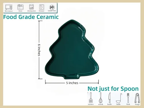 Vista 5 de Soporte grande y bonito de cerámica para estufa, árbol de Navidad, soporte para cuchara y soporte para encimera de cocina, estufa y soporte