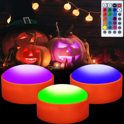 Vista 11 de Litake Luz de calabaza sin llama, funciona con pilas Paquete de 4