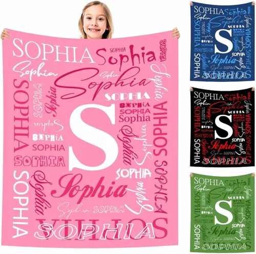 Vista 24 de MyPupSocks Manta Decorativa Personalizada con Nombre Personalizado Mantas para Niña Hija Nieta Manta Bonita (7 Tamaños)